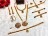Kasim Jewellers Multicolour Complete Set Bharatanatyam Jewellery with All The 10 Separate Ornaments Made with Green and Red KempStones for Women -SKU-KJ701BDJ