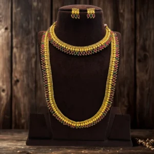 Treadtional Haram And Necklace set With Studd Matte gold M2 For Womens