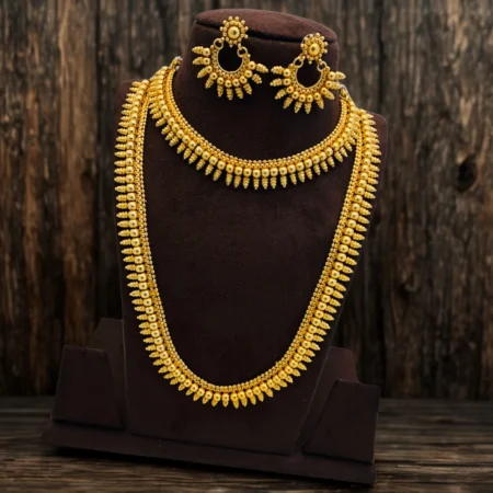 Treadtional Haram And Necklace set With Studd Matte gold For Womens
