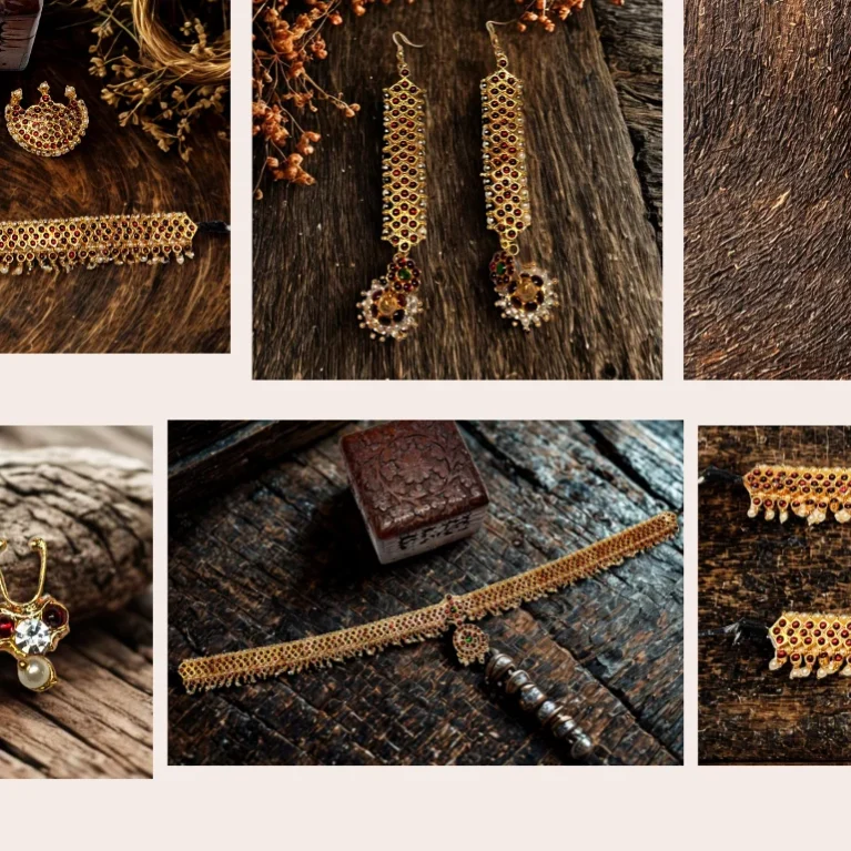 Treadtional Haram And Necklace set With Studd Matte gold For Womens