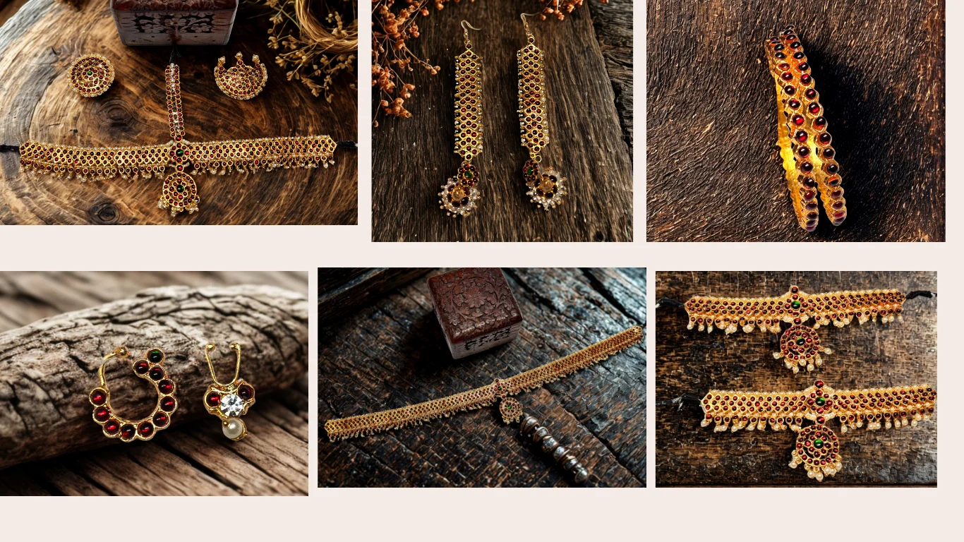 Treadtional Haram And Necklace set With Studd Matte gold For Womens