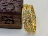 Matte Gold Traditional Peacock Design with CZ and Kundan Stone Brass Bangles – Kasim Jewellers