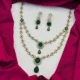 American Diamond Victorian Finish Two-Layered Green Stone Necklace Set