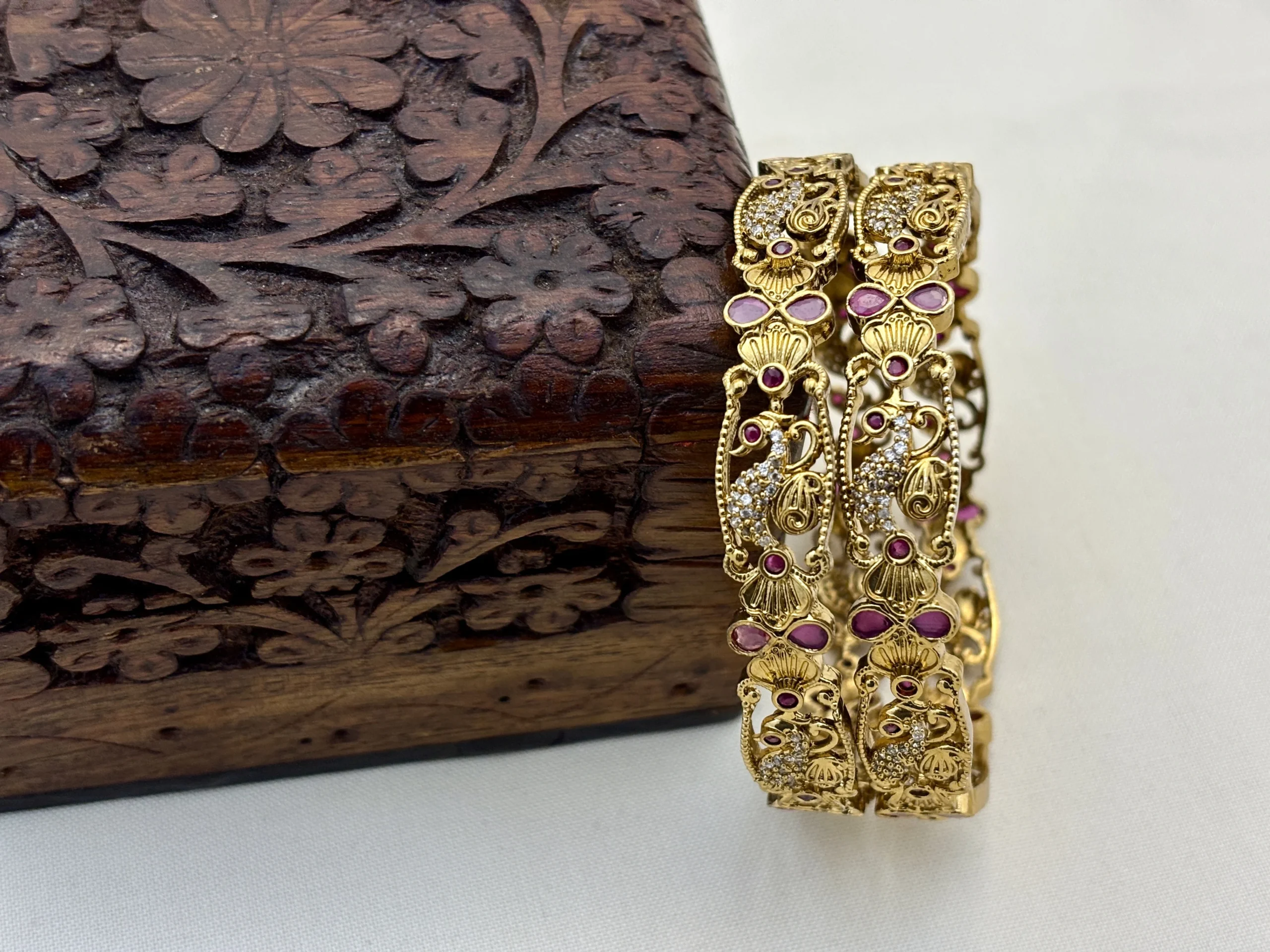 Beautiful Peacock Matte Finish Bangles for Women Brass Make -KasimJewellers